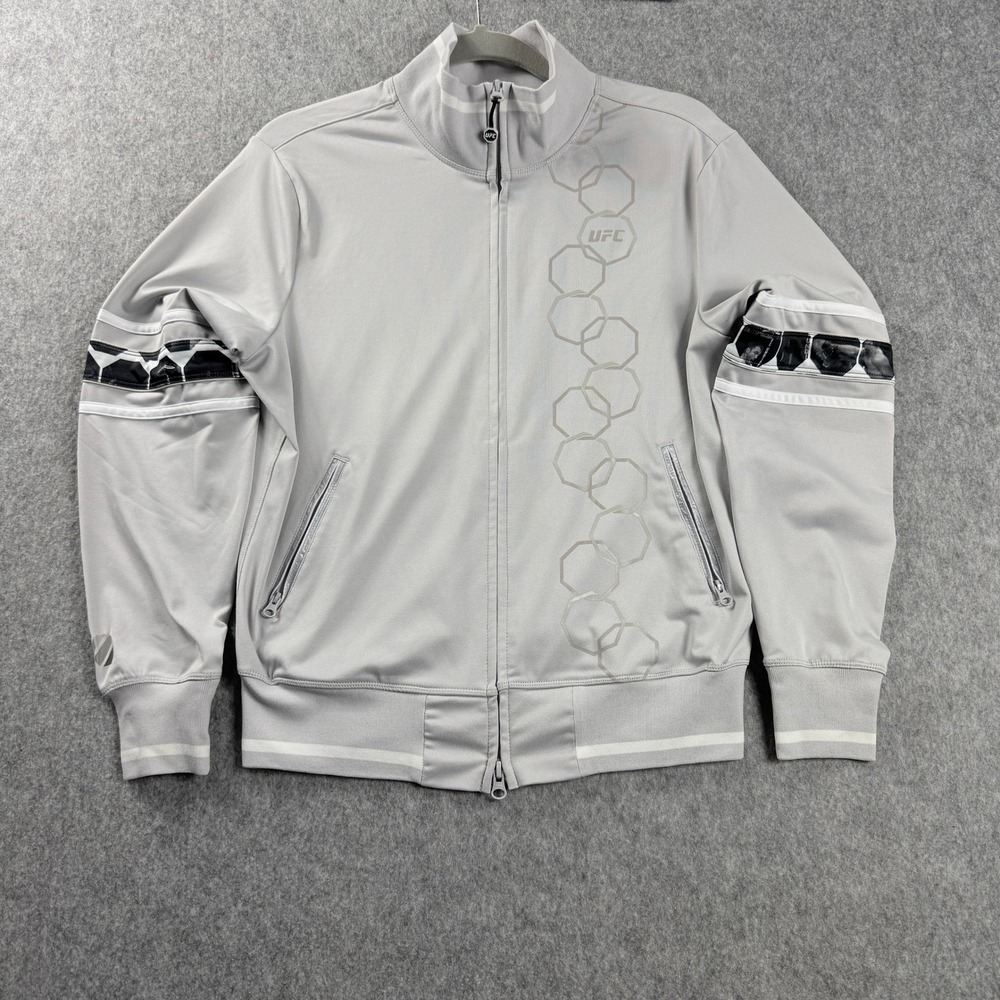 UFC Track Jacket Mens Medium Gray Full Zip Ultimate Fighting MMA Pockets